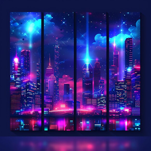 Neon Panel Designs en Cyberpunk Art Boost EyeCatching Visuals en Trendsetting Digitale Assets