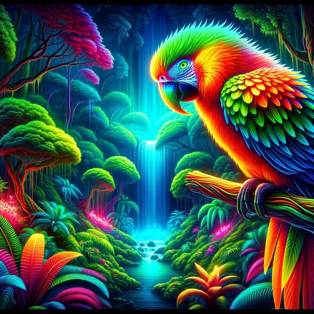 Neon Paradise Vivid Jungle Parrot