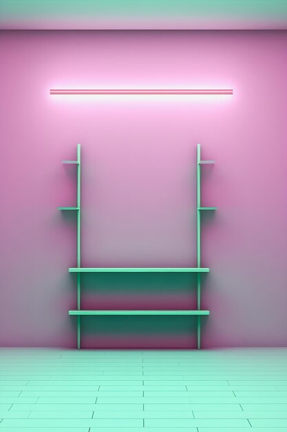 Neon Pastel interieur creatief advertentieconcept voor sociale media en verkoopbevordering