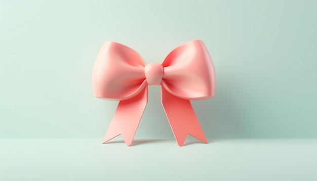 Neon pastel roze boog 3d animatie Realistische roze boeg op kleurrijke achtergrond Decoratieve satijn