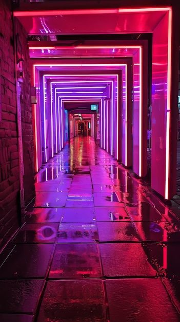 Photo neon pathways leading to hidden discoveries ai generated illustration