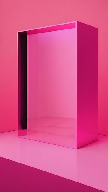 Neon pink 3d minimal simple top view flat lay product display background stands geometric shapes