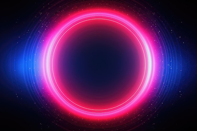 Neon pink and blue textured round circle background A futuristic background with a composition of circle gradient shapes Ai generated