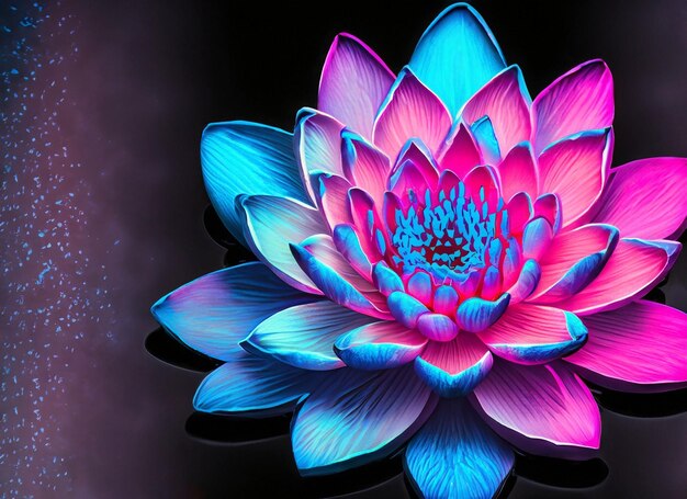 neon pink and blue water flower