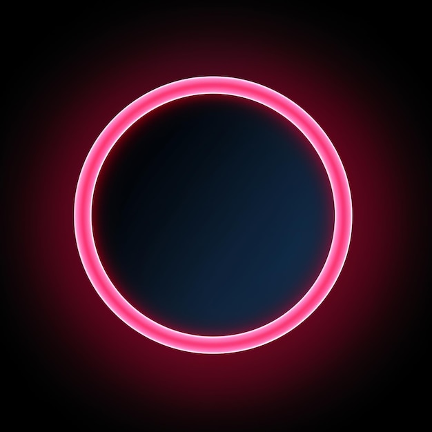 a neon pink circle on a black background