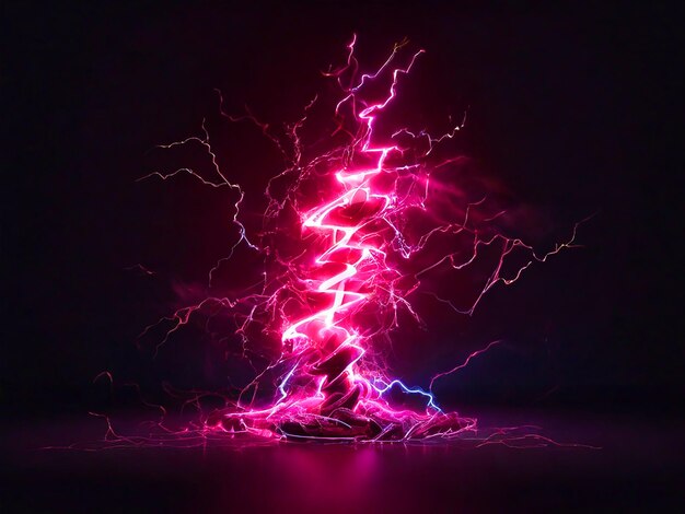 neon pink lightning shoots in every direction filling a black backdrop