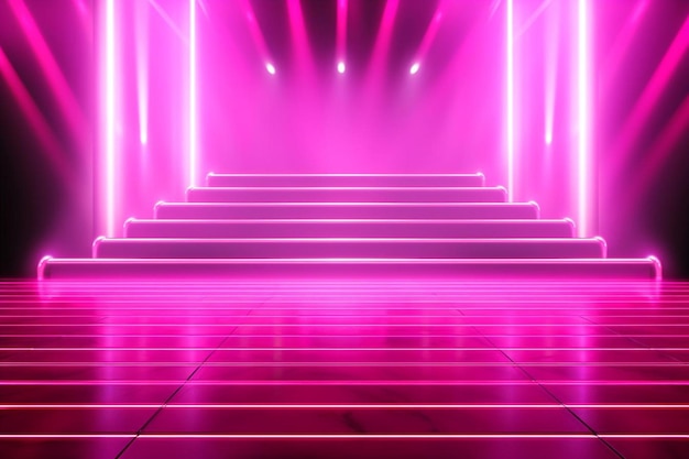 Neon pink lights stage background