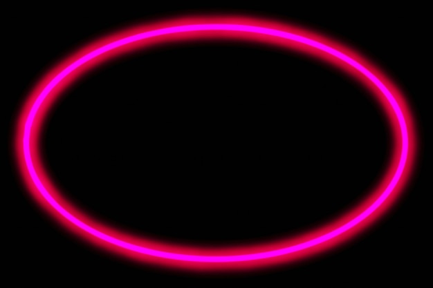 Neon pink oval frame on a black background