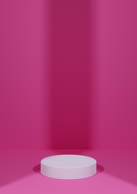 Neon pink rendering minimal blank product photography display background cylinder podium stand light