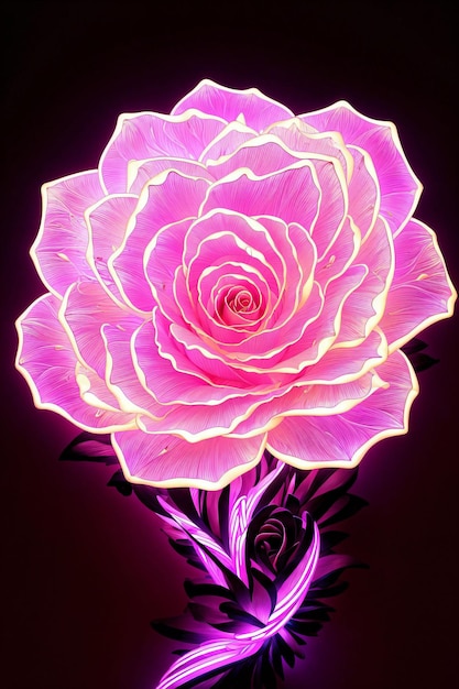 Neon pink rose