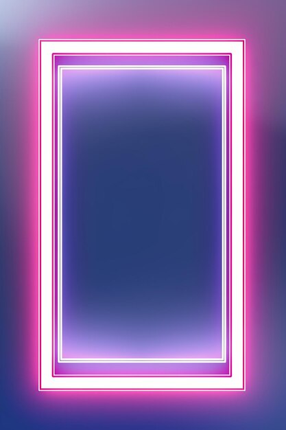 neon pink square frame on a blurred background