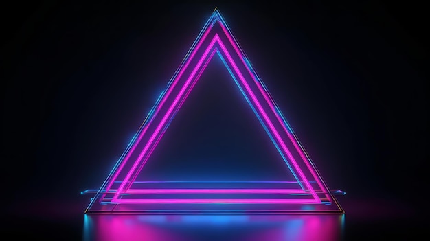 A neon pink triangle on a black background Generative ai