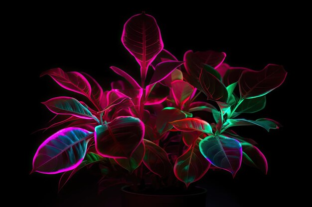 Neon plant on a white background created with generative ai