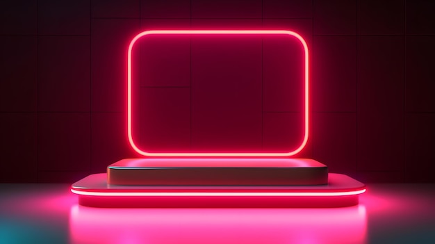 Neon podium for objects AI generated