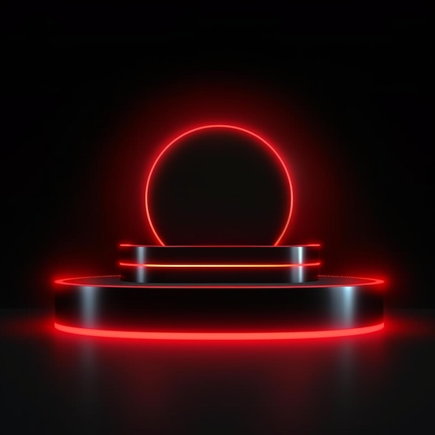 Photo neon podium platform with light effect background