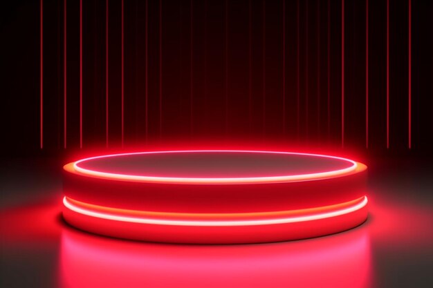 neon podium platform with light effect background