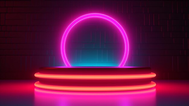 neon podium platform with light effect background