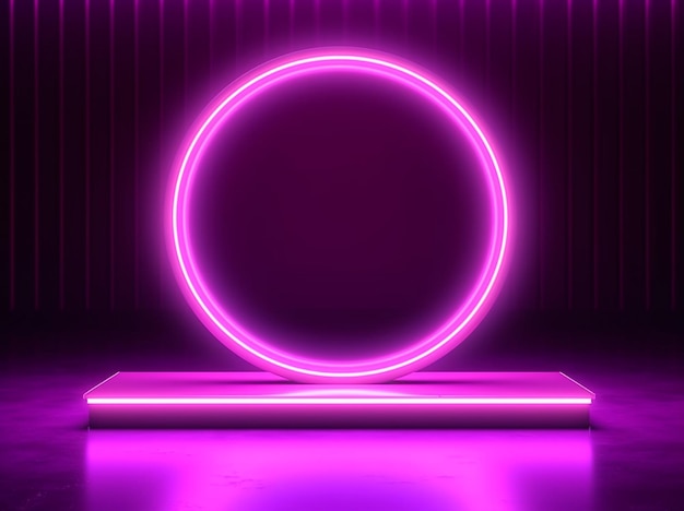 neon podium platform with light effect background