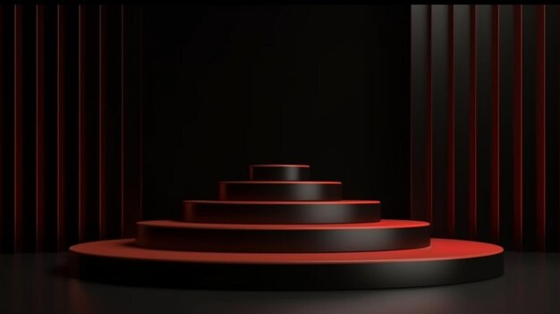 neon podium platform with light effect background