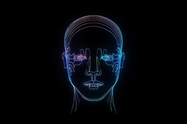 Neon portrait of a woman with eyes