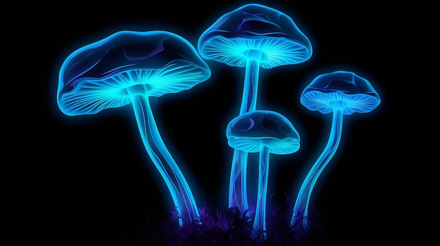 Neon psychedelische generatieve AI psilocybine paddenstoelen