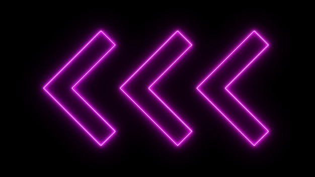 Neon purple arrows pointing left on a dark background