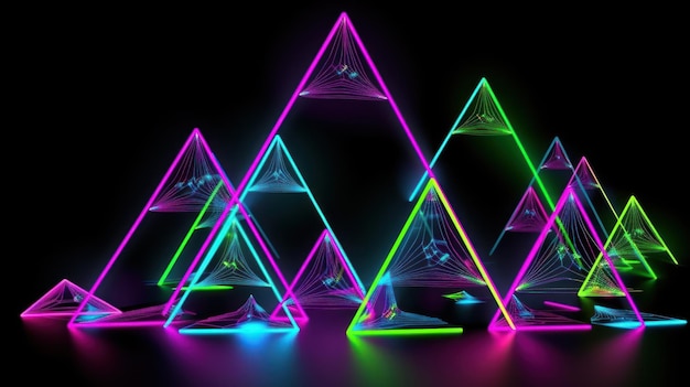 A neon pyramid with the word neon on it