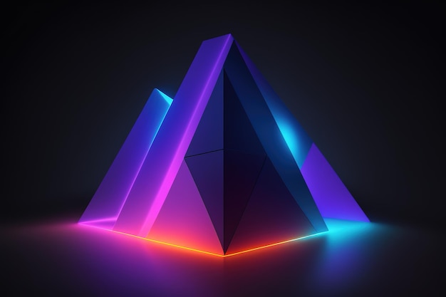 A neon pyramid with the word pyramid on it