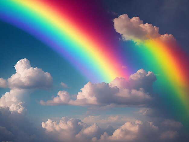 Photo neon rainbow in the clouds