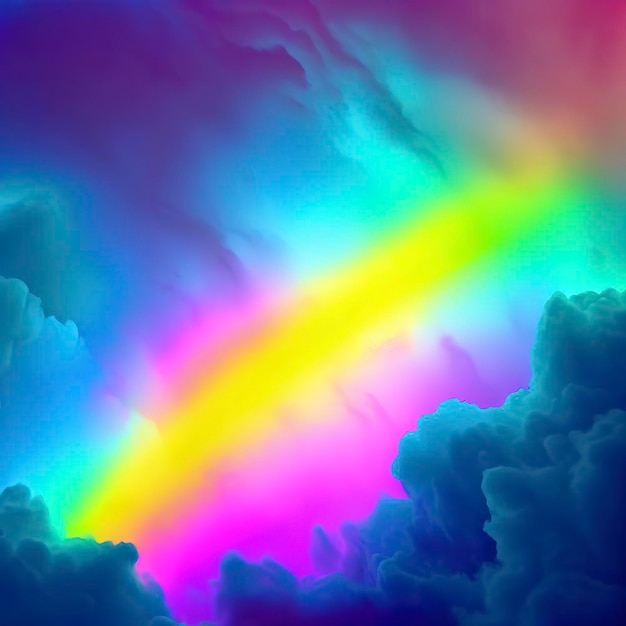 Neon Rainbow In The Clouds