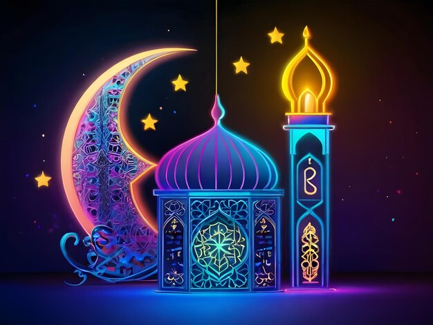 Neon Ramadan background