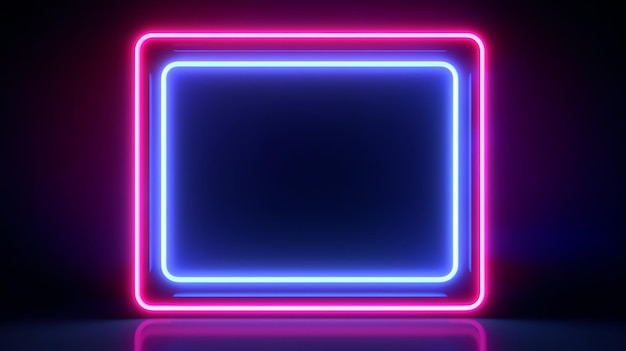 A neon rectangle with a black background