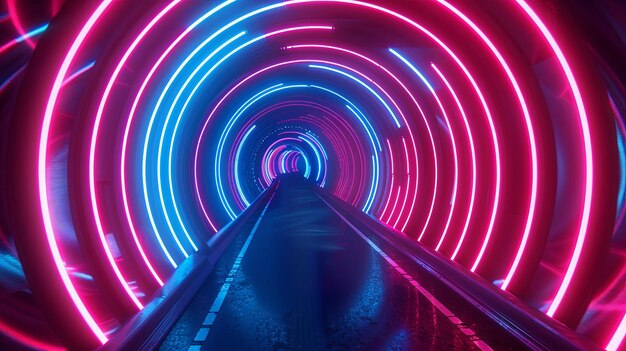 Foto neon red blue tunnel abstract achtergrond