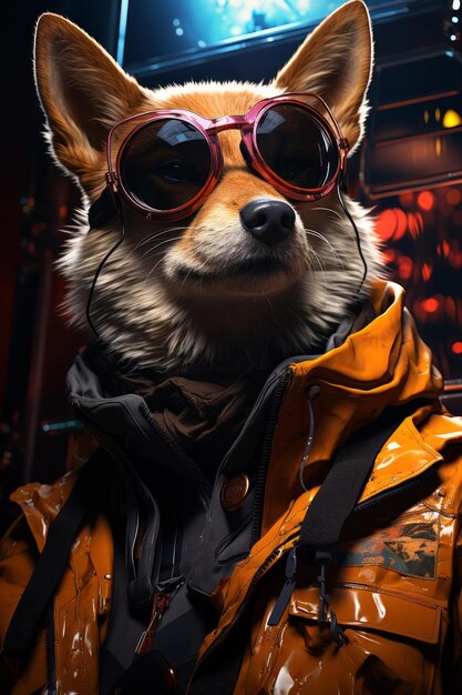 Neon Reflections Cyberpunk Shiba Inu Contemplatie