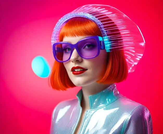 neon retro woman portrait