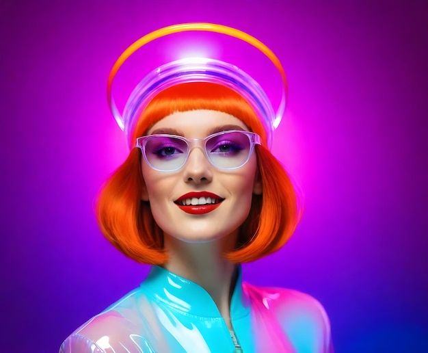 neon retro woman portrait