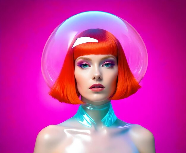 neon retro woman portrait