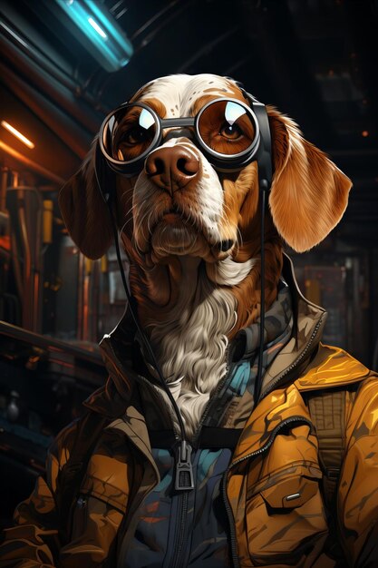 Neon Reverie Cyberpunk American Foxhound