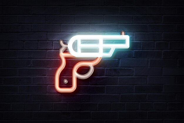 Neon Revolver on a brick wall