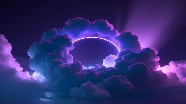 neon ring light surround by cloud