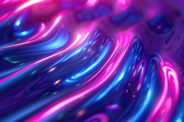 Neon ripple texture with iridescent wave on abstract background
