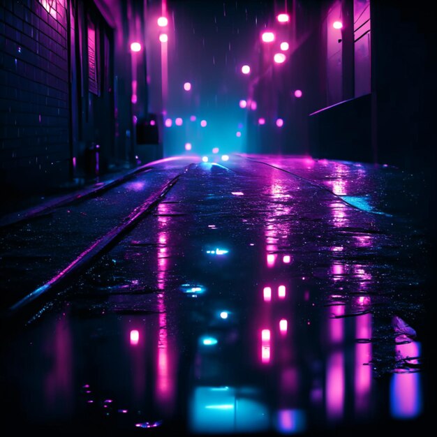 Foto neon road atmosfera strada cyberpunk retro wave città sfondo urbano