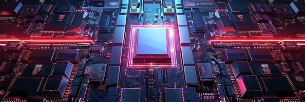 Neon robotica en circuits op een futuristische technologische achtergrond achtergrond voor technologische processen wetenschappelijke presentaties enz.