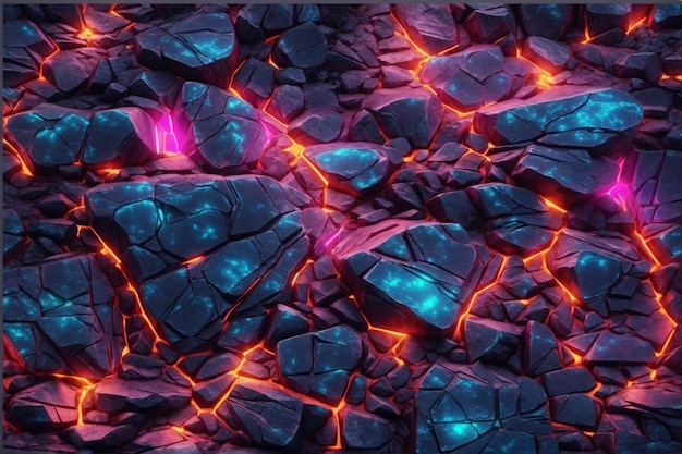 Neon Rock Texture Background Neon Stone Texture Background Lava Stone Background Rock background Stone Background Magma Rock Background AI Generative