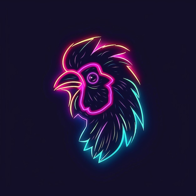 Foto logo della testa di gallo al neon