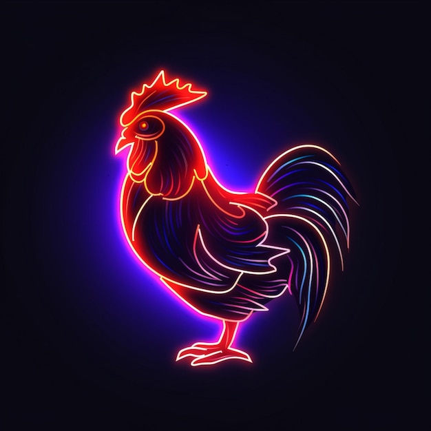 Foto gallo al neon