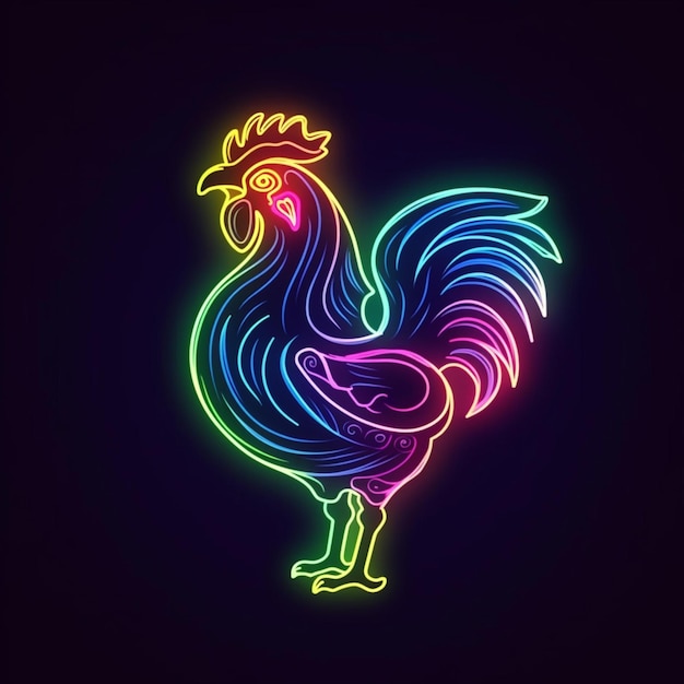 Photo neon rooster