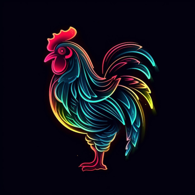 neon rooster