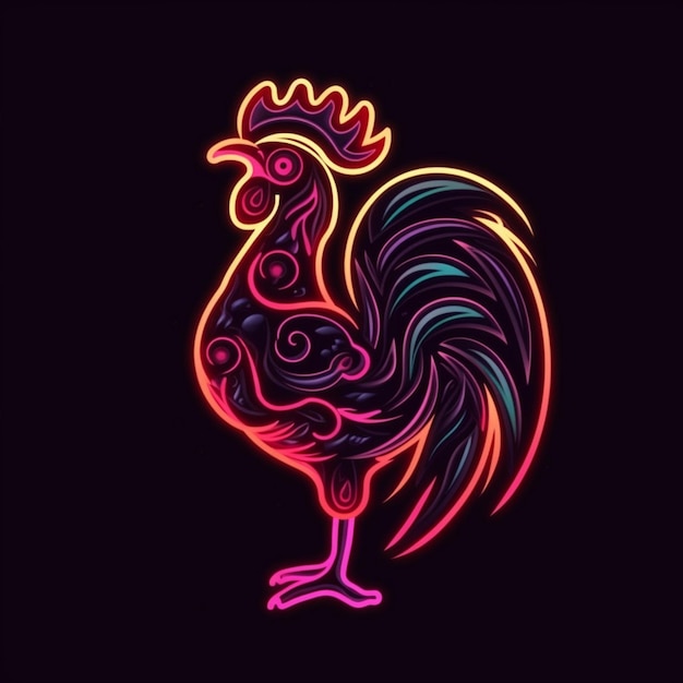 neon rooster