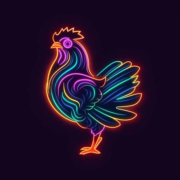 Photo neon rooster